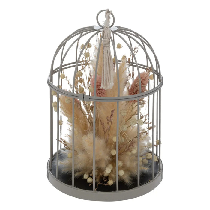 Cage "Lumière d'hiver" en métal H20cm gris
