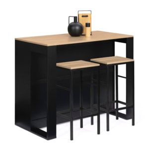 Ilot central de cuisine Nino avec rangements - Bois - Noir