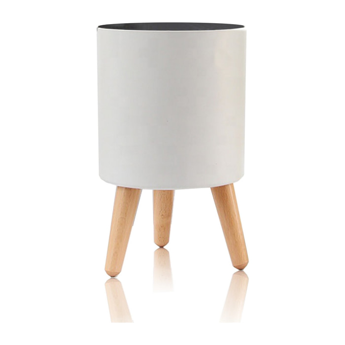 Pot de fleurs à réserve d’eau Tomasucci CALLA, en bois, blanc, 19 × 19 × 33 cm
