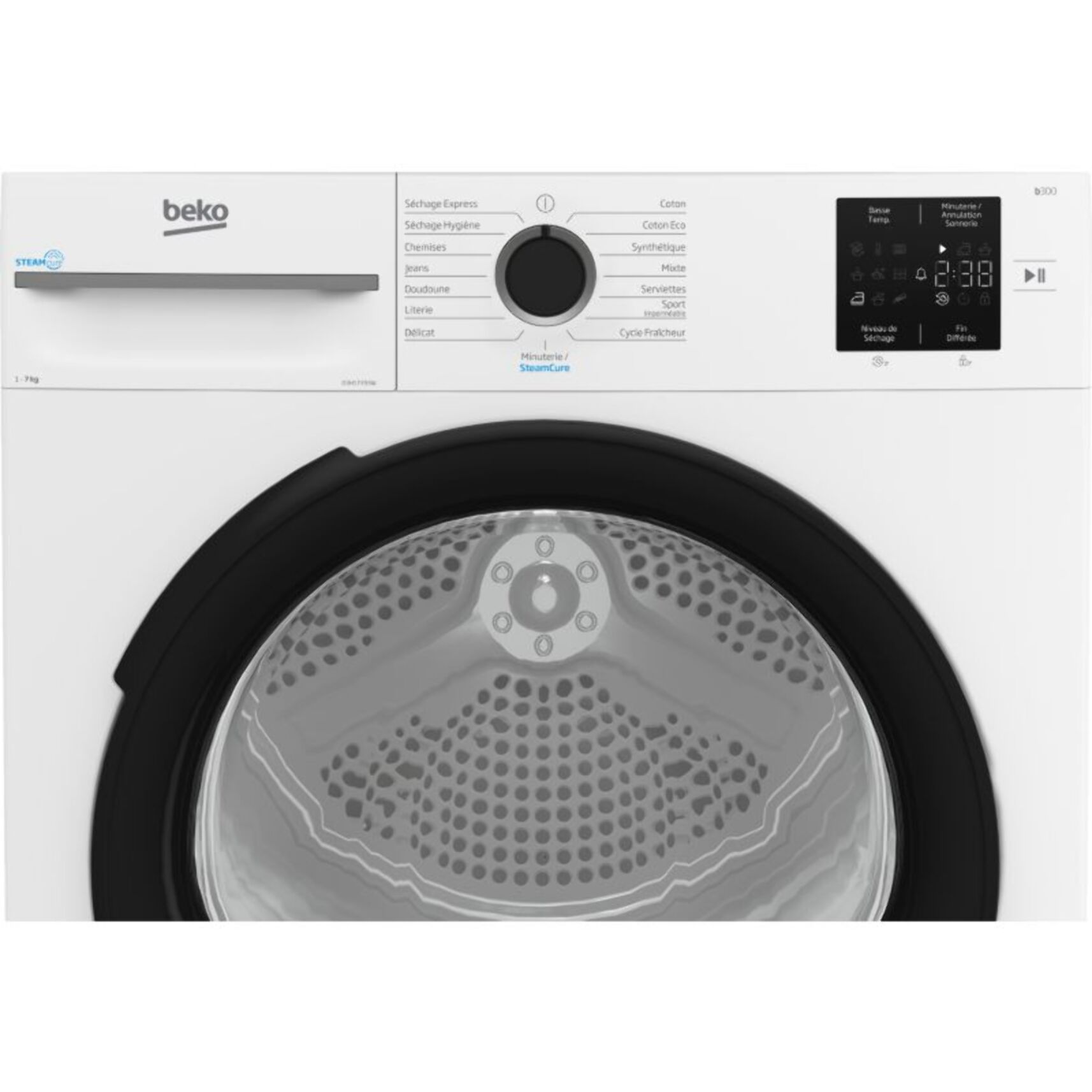 Sèche linge pompe à chaleur BEKO D3H17393W 7kg - Soin quotidien & Anti-froissage