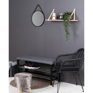 Mensola da parete Forno in legno naturale con cinghie in pelle marrone 120x20 cm
