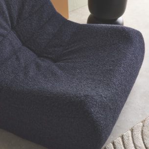 Chauffeuse tissu effet alpaca 1 place. bleu foncé. style contemporain. L 91 x P 105 x H 72cm