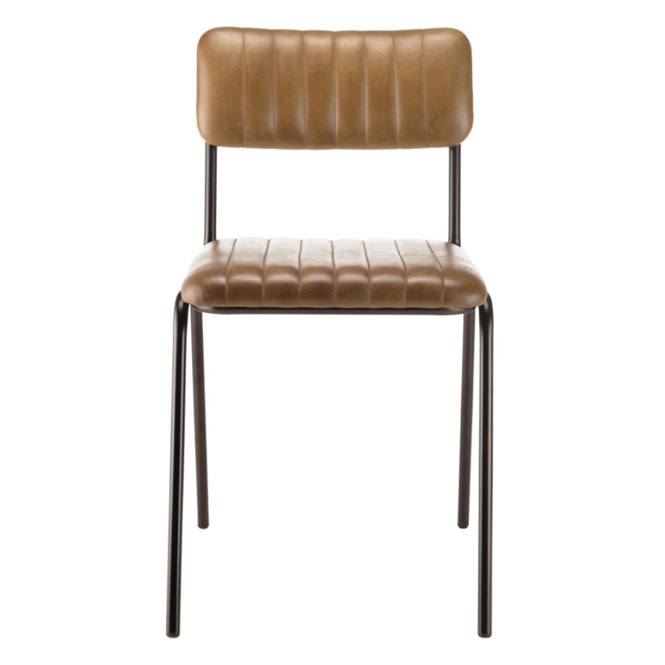 MARCEL - Lot de 2 chaises assise et dossier matelassés cuir pieds acier