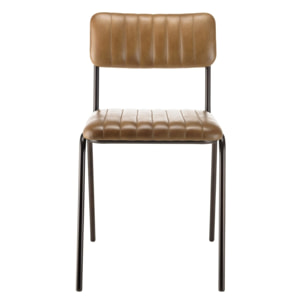 MARCEL - Lot de 2 chaises assise et dossier matelassés cuir pieds acier