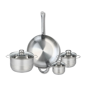 Ensemble de 1 Poêle de cuisson 32 cm et 3 faitouts 12, 14 et 20 cm Elo Profi Brillant