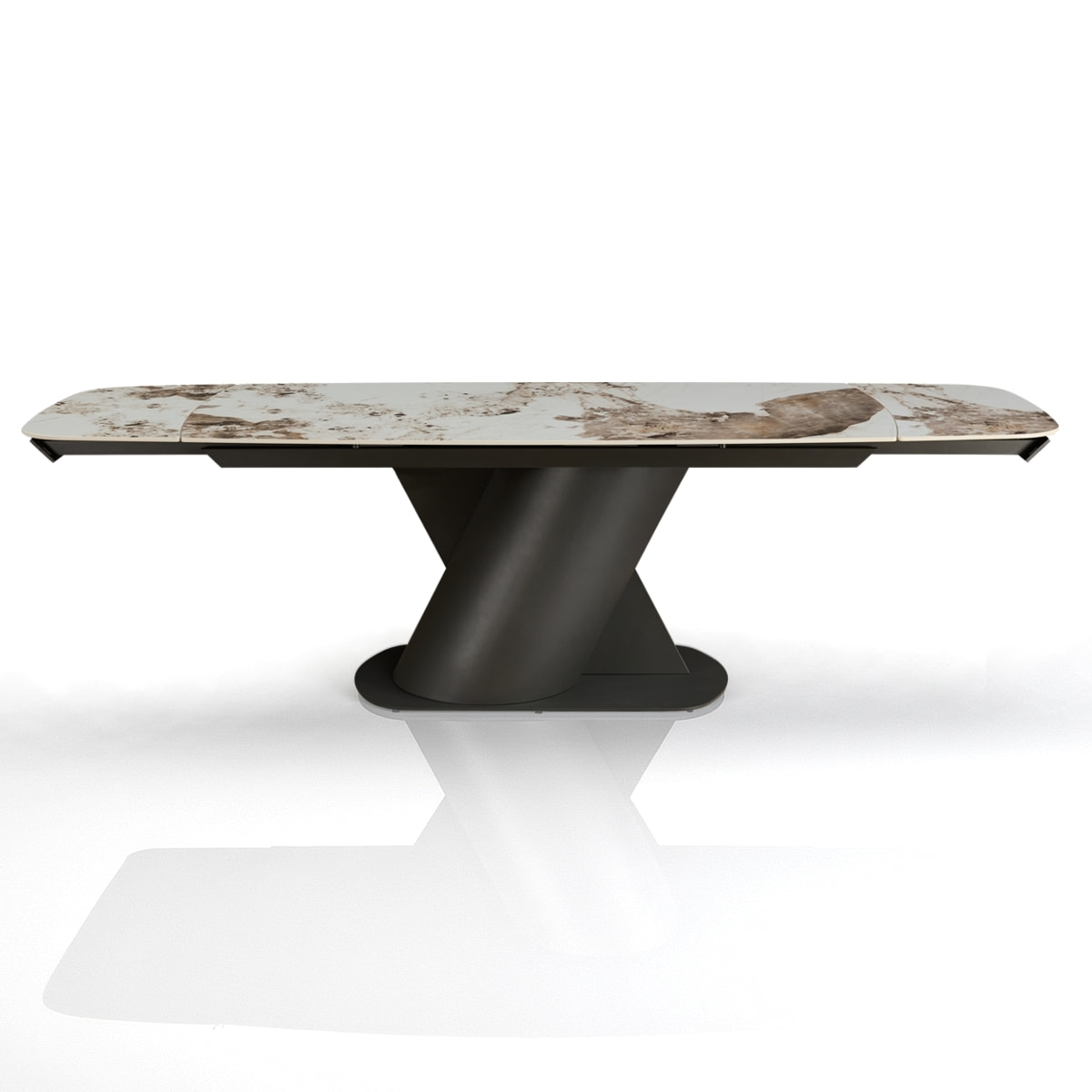 Table à manger extensible Tomasucci JAN, en céramique, marbre onyx, noir, 180/220/260 × 90 × 75 cm