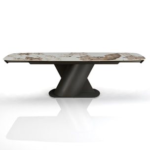 Table à manger extensible Tomasucci JAN, en céramique, marbre onyx, noir, 180/220/260 × 90 × 75 cm