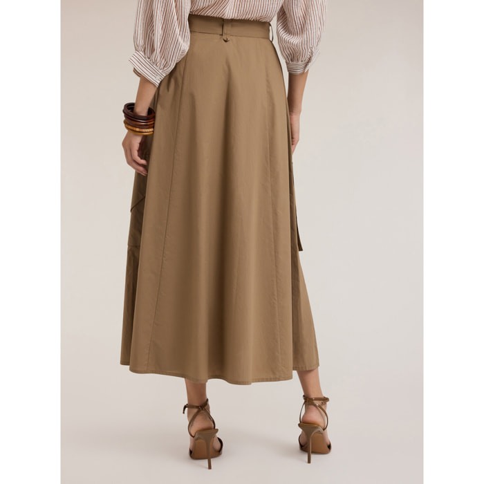 Motivi - Gonna cargo in popeline di cotone - Marrone