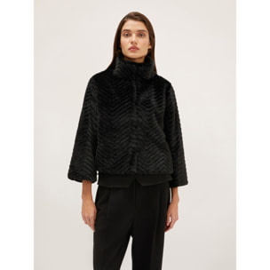 Motivi - Capa corta teddy corte espigado - Negro