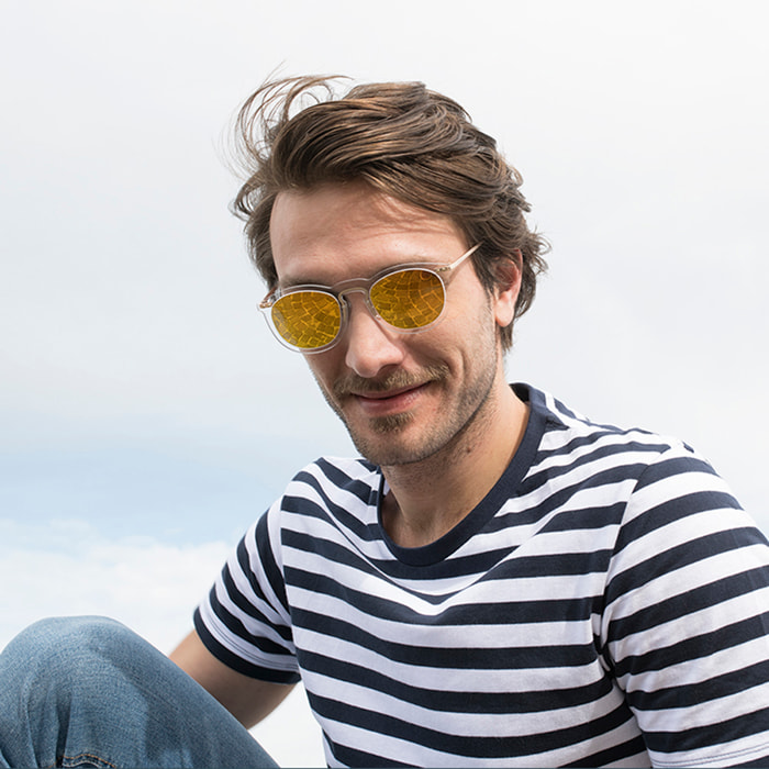 Gafas de sol OCEAN GENOVA - Marrón transparente / Marrón degradado y patillas de metal negro mate