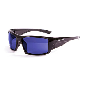 Gafas de deportes acuáticos OCEAN ARUBA - Negro brillante / Revo azul