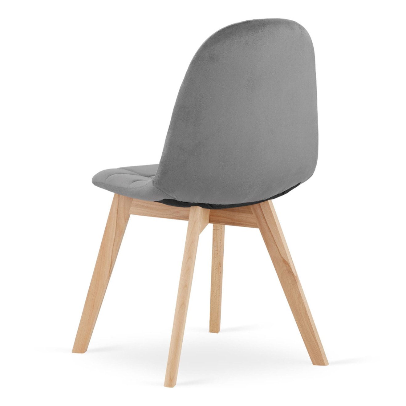 Sedia Bora in velluto grigio scuro con gambe in faggio