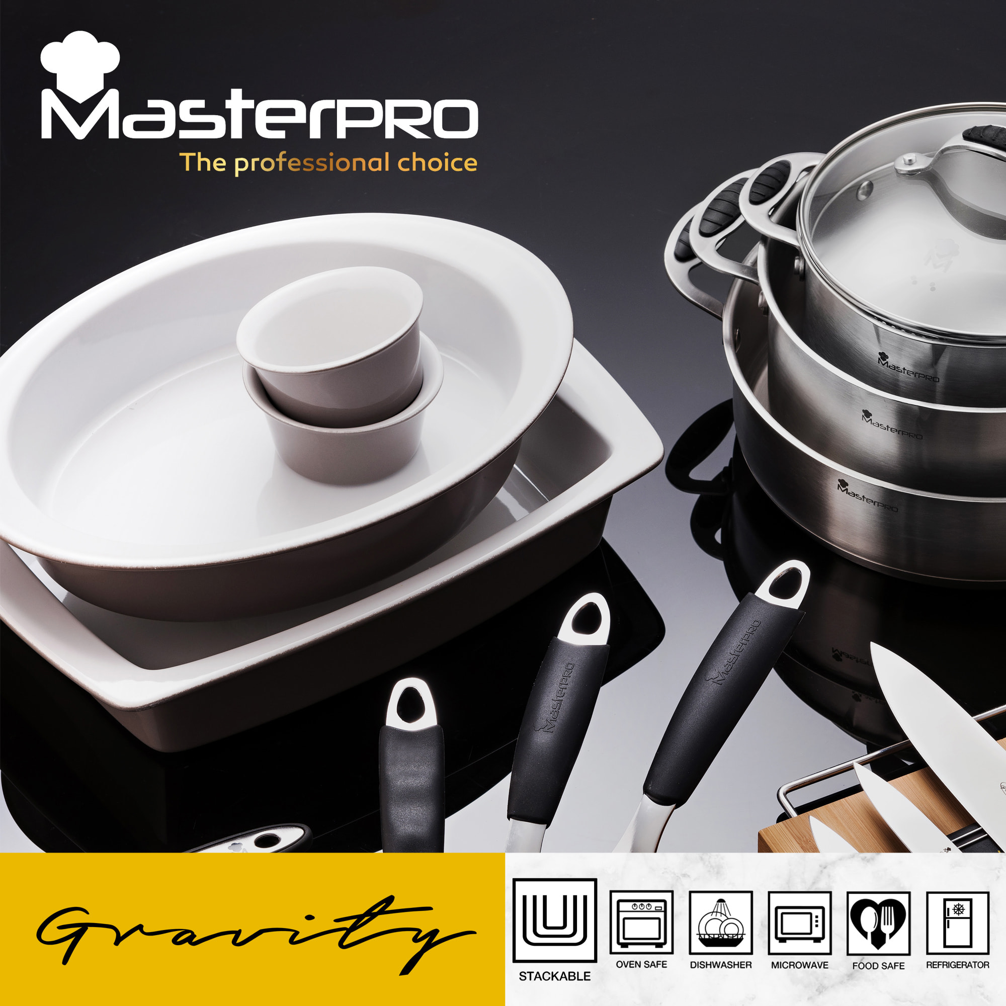 Fuente oval 36 cm gres masterpro gravity