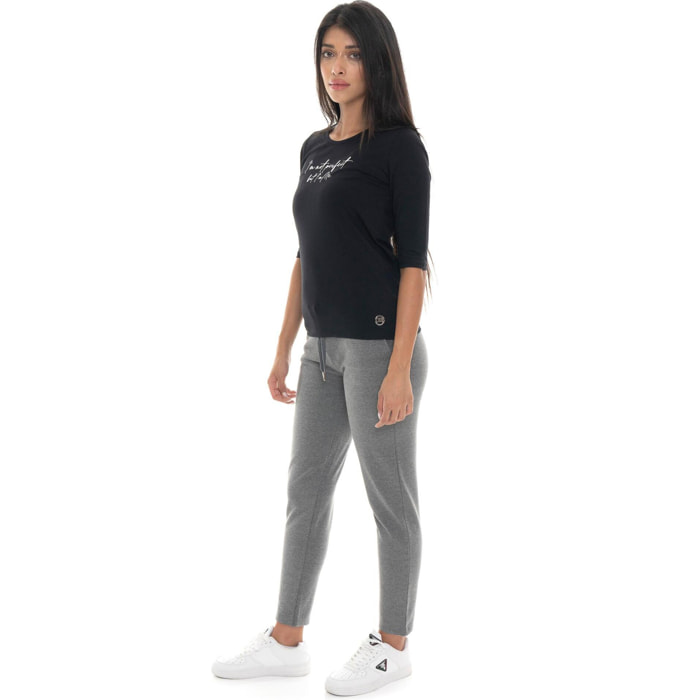 Camiseta de algodón elástico con mangas 3/4 para mujer Leone 1947 Braid