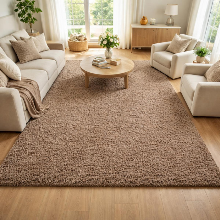 Tapis poils longs shaggy tissé motif uni ZASIVE