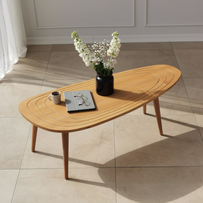 Table basse style teck bois clair NINA