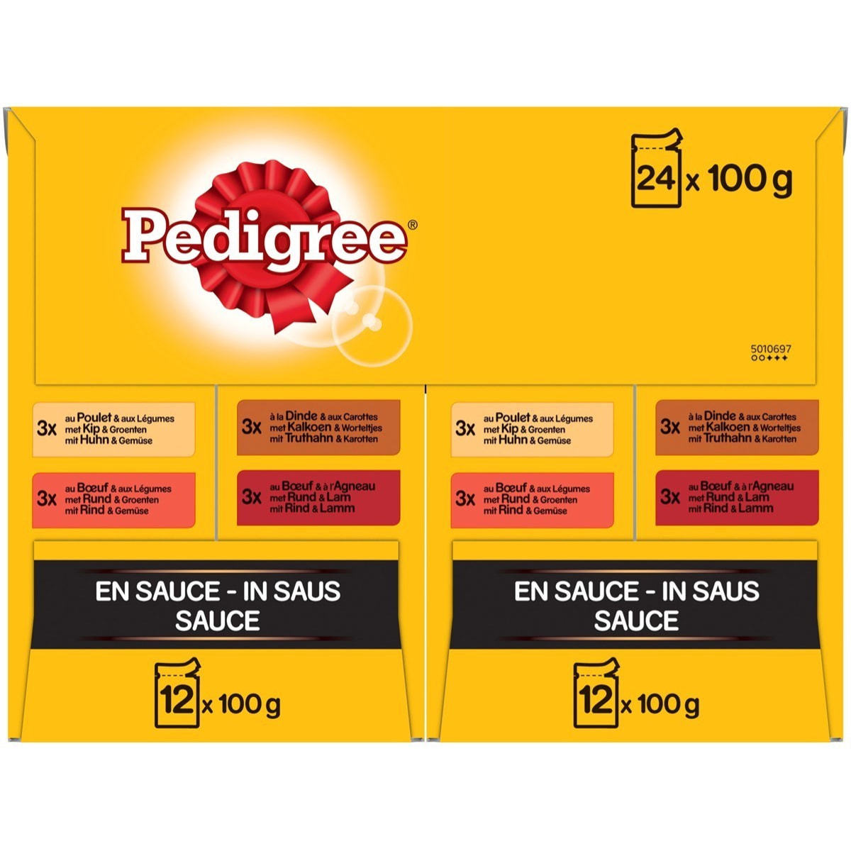 PEDIGREE Box moyen chien: 70 Dentastix + Repas (48x100g) + Friandises (6x140g)