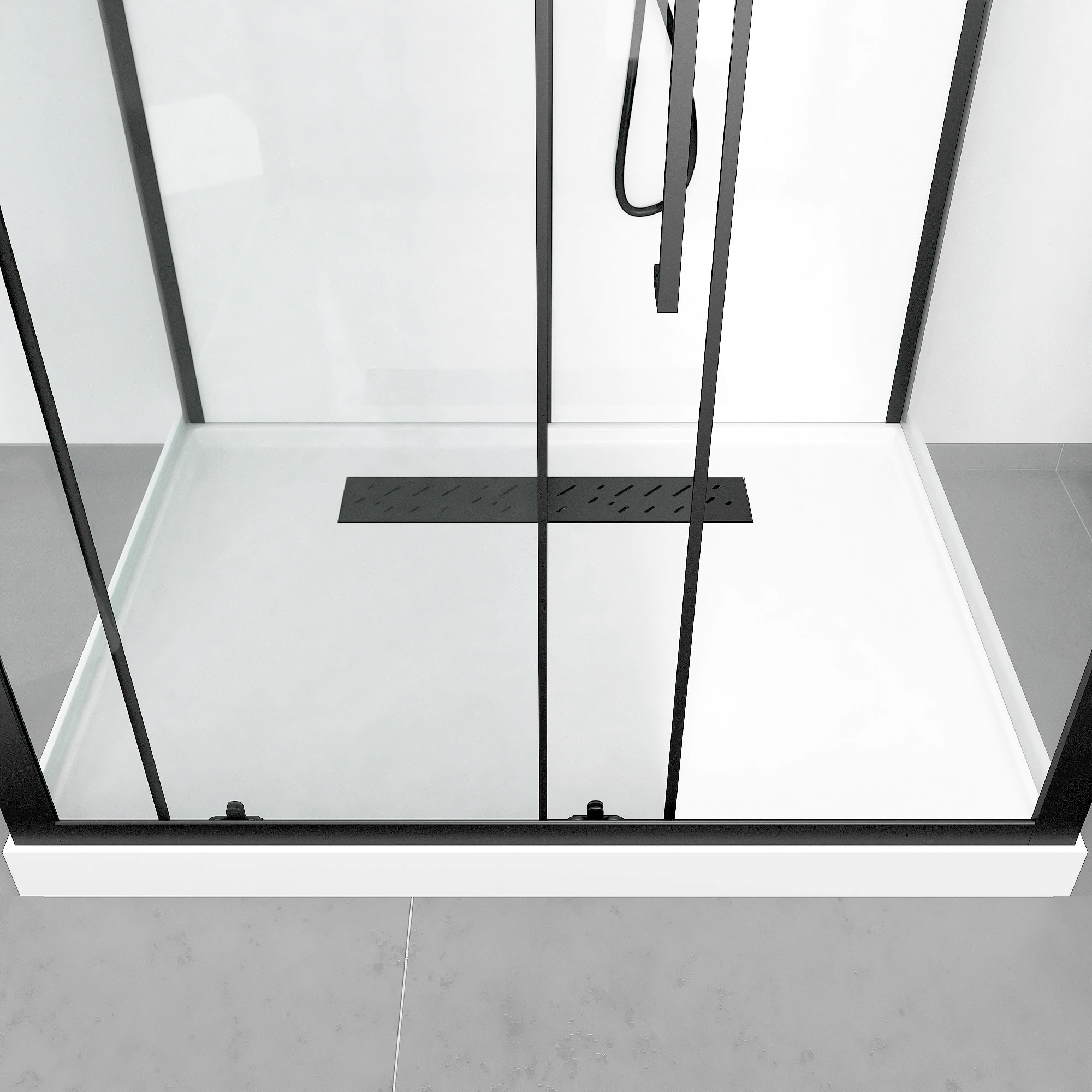 Cabine de douche 115x90x210 cm avec receveur + bonde 90mm + Grille linéaire - FACTORY 2