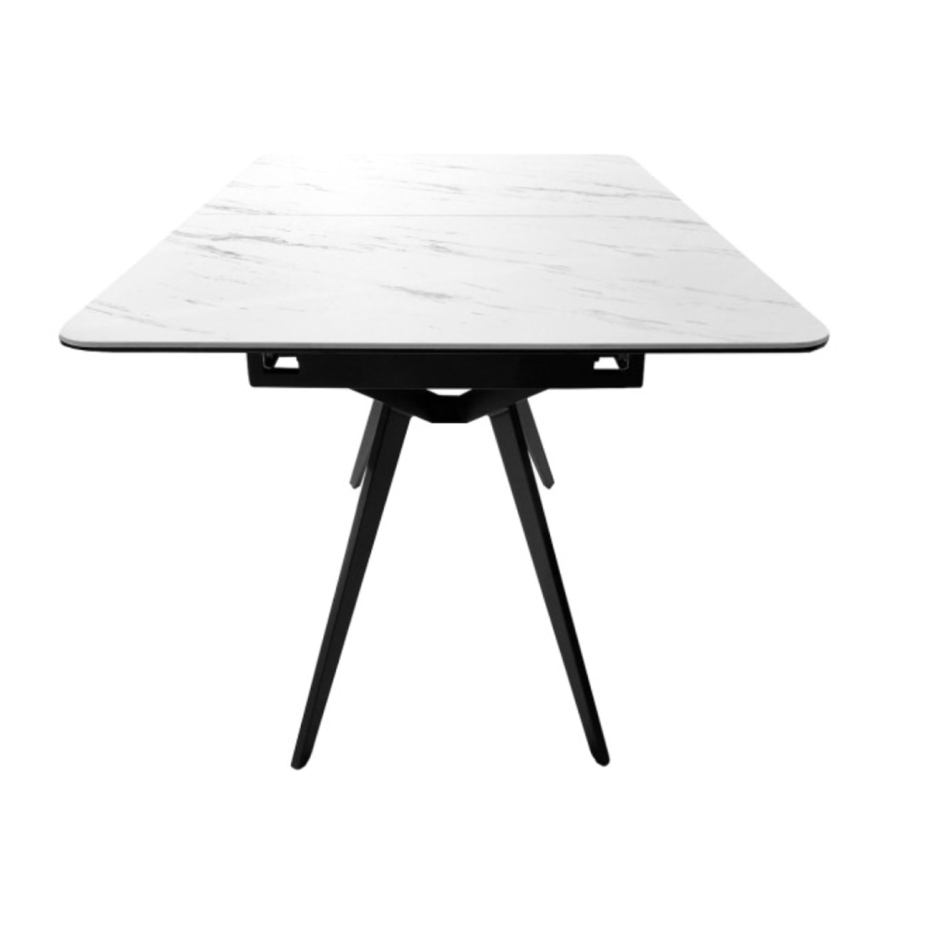 Table extensible céramique blanc et métal noir 130/170 cm - LUIGI