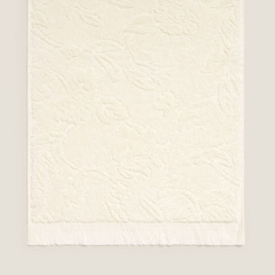 Toalla de baño de rizo jacquard floral Floju color marfil crudo 100% Algodón