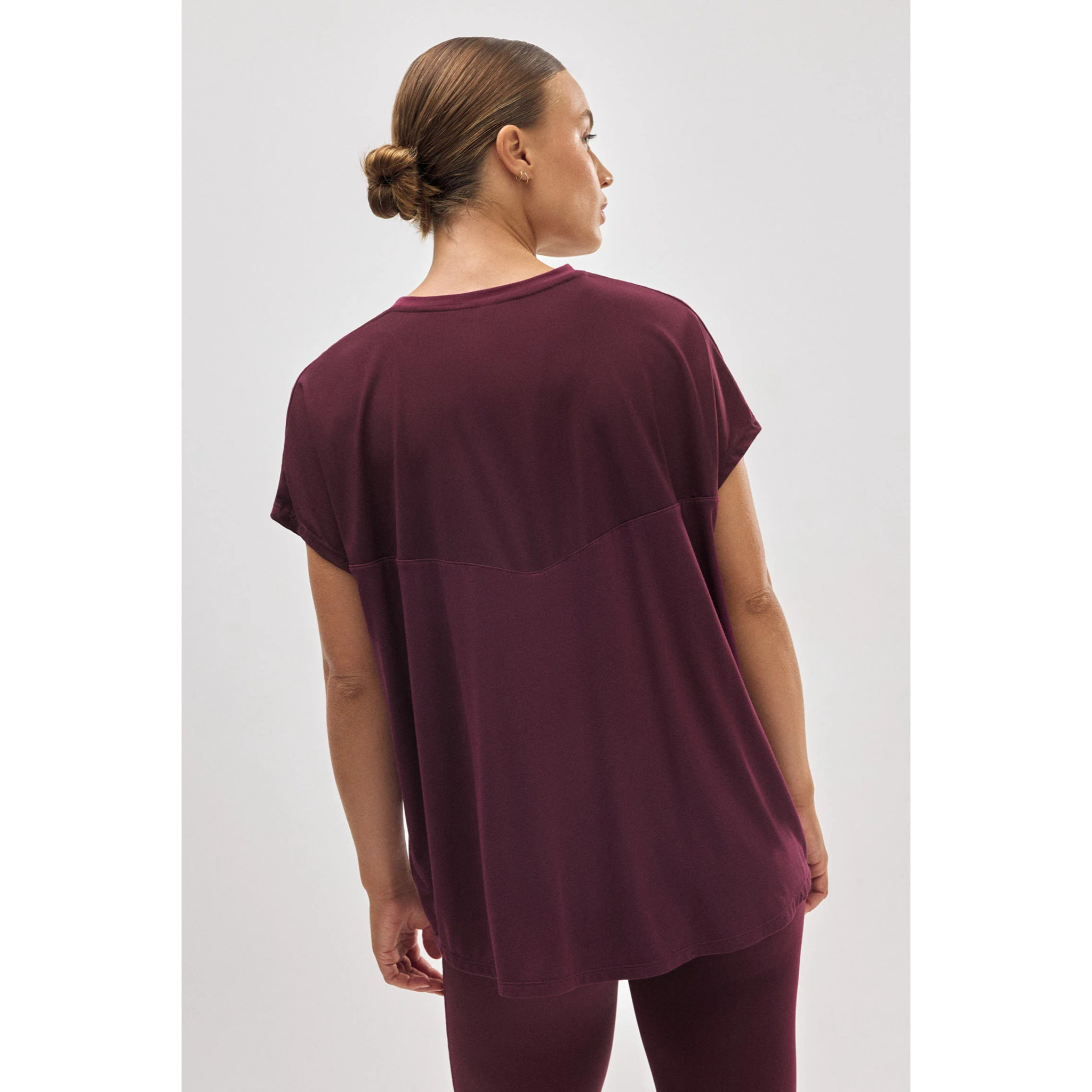 T-shirt sportiva a maniche corte bordeaux
