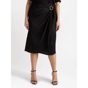Fiorella Rubino - Falda cruzada con hebilla - Negro