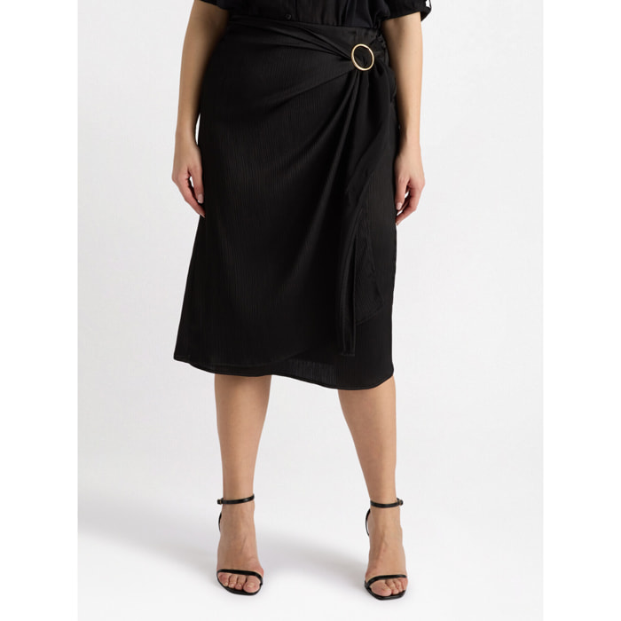 Fiorella Rubino - Falda cruzada con hebilla - Negro