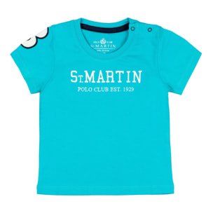 T-shirt jersey con ricamo logo Polo Club St Martin Turchese