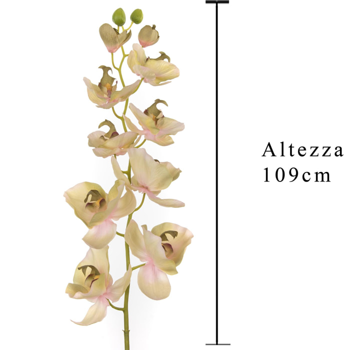 Phalaenopsis Con 10 Fiori. Altezza 109 Cm - Pezzi 3 - 20X109X9cm - Colore: Verde - Bianchi Dino - Fiori Artificiali