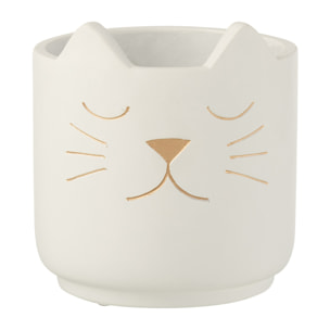 J-Line cache-pot Chaton - ciment - blanc/or - large - Ø 16 cm