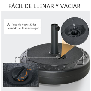 Base de Sombrilla Redondo Rellenable de Agua 30 kg para Jardín Terraza Ø55x38 cm