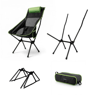 Chaise berçante de camping pliante 2 en 1 avec poche, coussin et sac de transport Trillow InnovaGoods