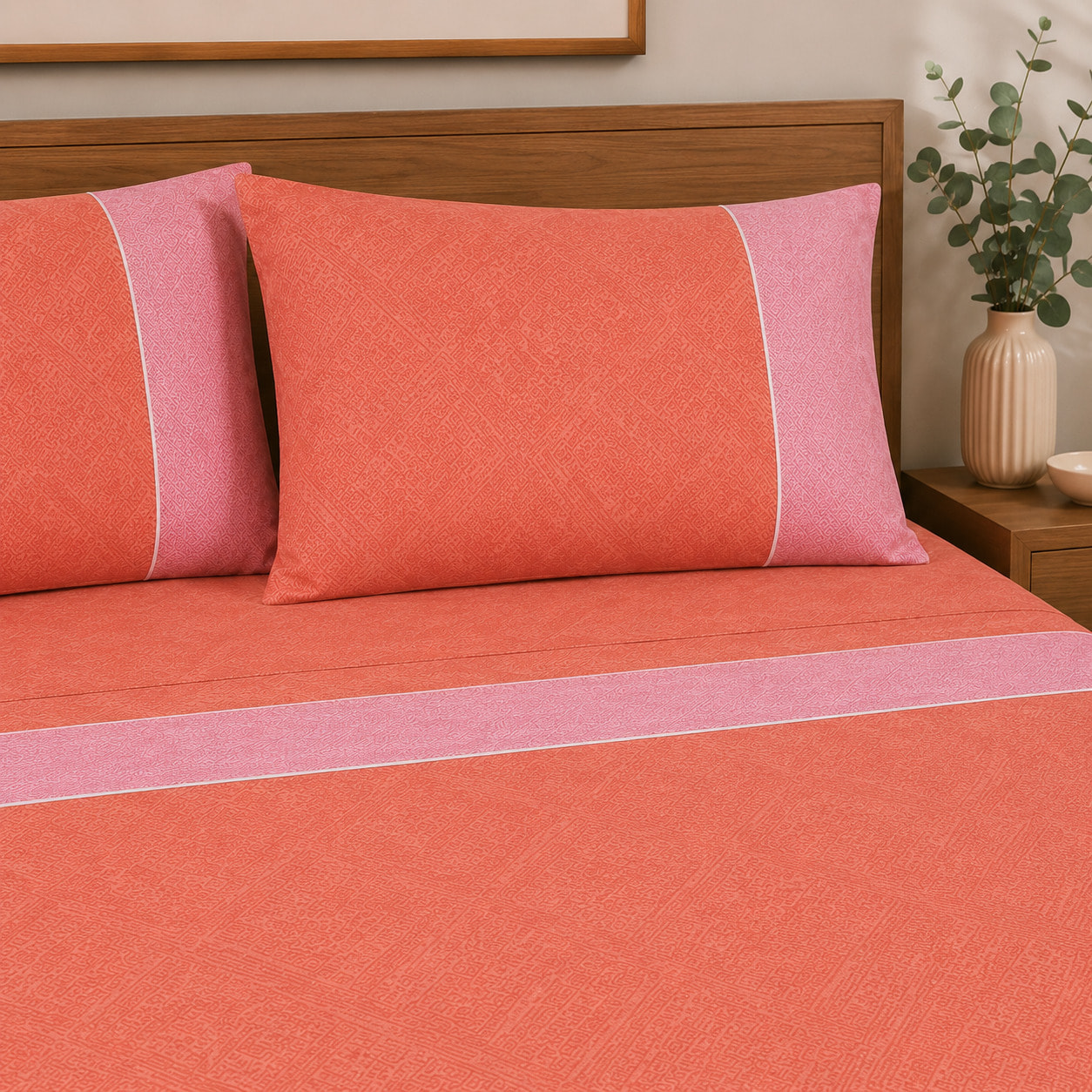 BASSETTI Completo letto 100% Cotone Fantasie Geometriche_Matrimoniale_Delf Arancio