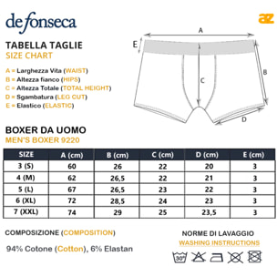 Boxer da Uomo De Fonseca Art.9220 Confezione da 6 Pz Multicolore