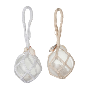 J-Line boules de Noël Nid - verre - blanc/beige - 2 pcs