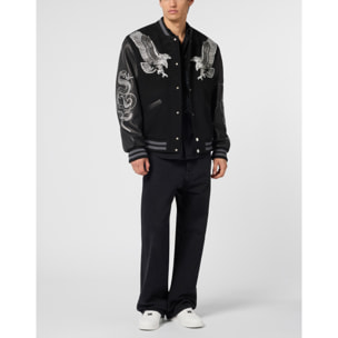 PHILIPP PLEIN Composed Varsity Bomber Tattoo Strass
