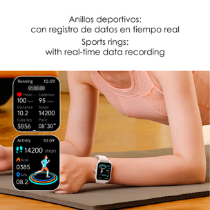 Smartwatch Qx15 con schermo da 1,85". Chiamate Bluetooth, oltre 100 modalità sportive, monitoraggio della frequenza cardiaca e dell'ossigeno nel sangue.