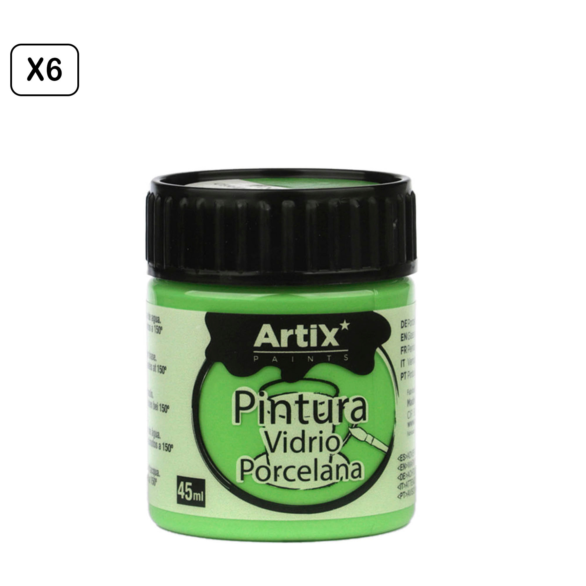Pack 6 Uds. PINTURA CERÁMICA Y CRISTAL 45 ml COLOR VERDE CLARO