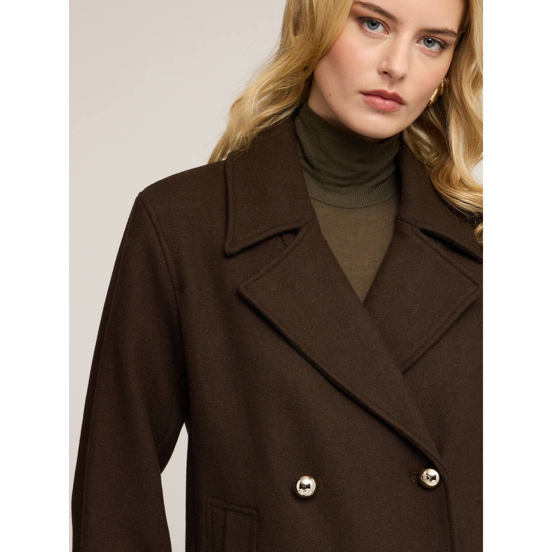 Motivi - Cappotto doppiopetto in panno misto lana - Marrone