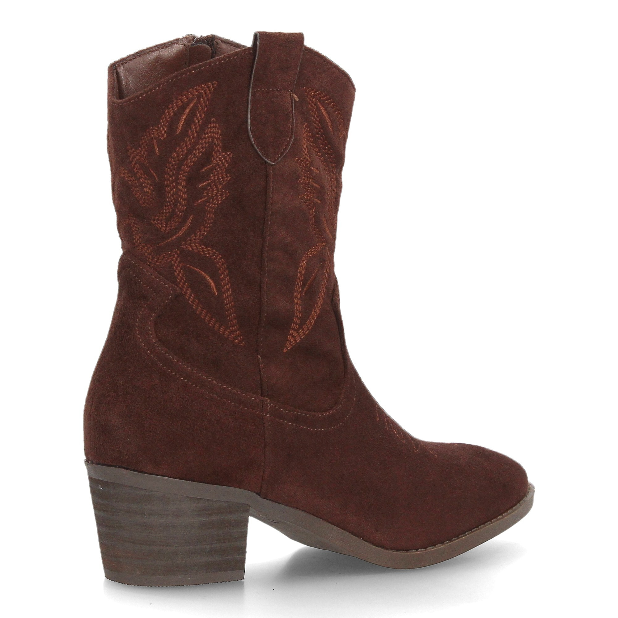 Botas cowboy bordadas con tacón ancho para mujer