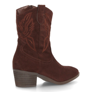 Botas cowboy bordadas con tacón ancho para mujer