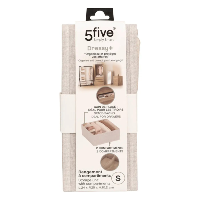 Rangement tiroir "Groomy" 2 compartiments beige 24x10,2cm