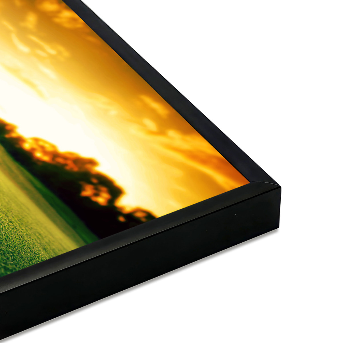 Affiche encadrée golf au coucher du soleil Affiche + cadre en métal - Noir