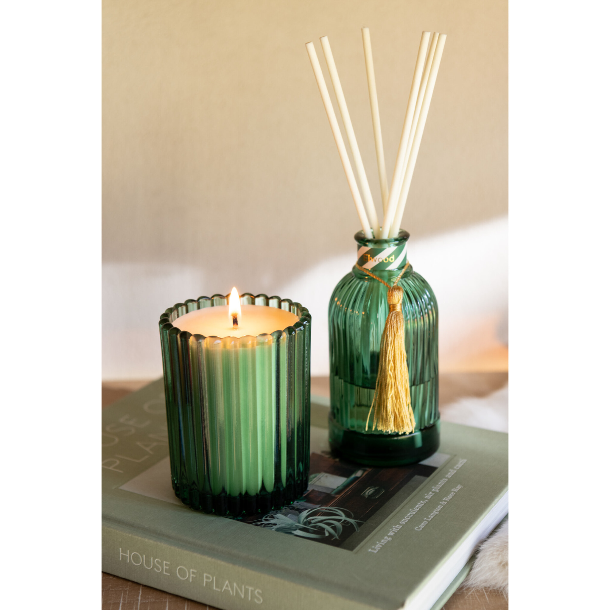 J-Line bâtonnets parfumés Magic - Elwood - verre - blanc/vert - small