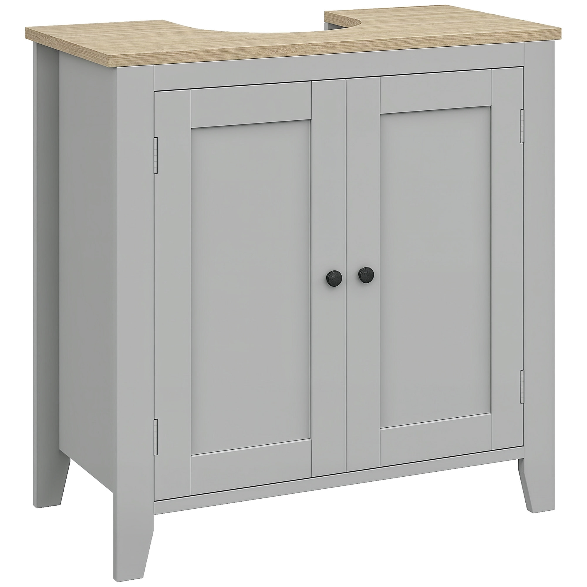 Mueble bajo Lavabo Mueble de Baño con 2 Puertas y Estante Ajustable Armario de Baño para Lavabo con o sin Pedestal Estilo Moderno 60x30x60 cm Gris