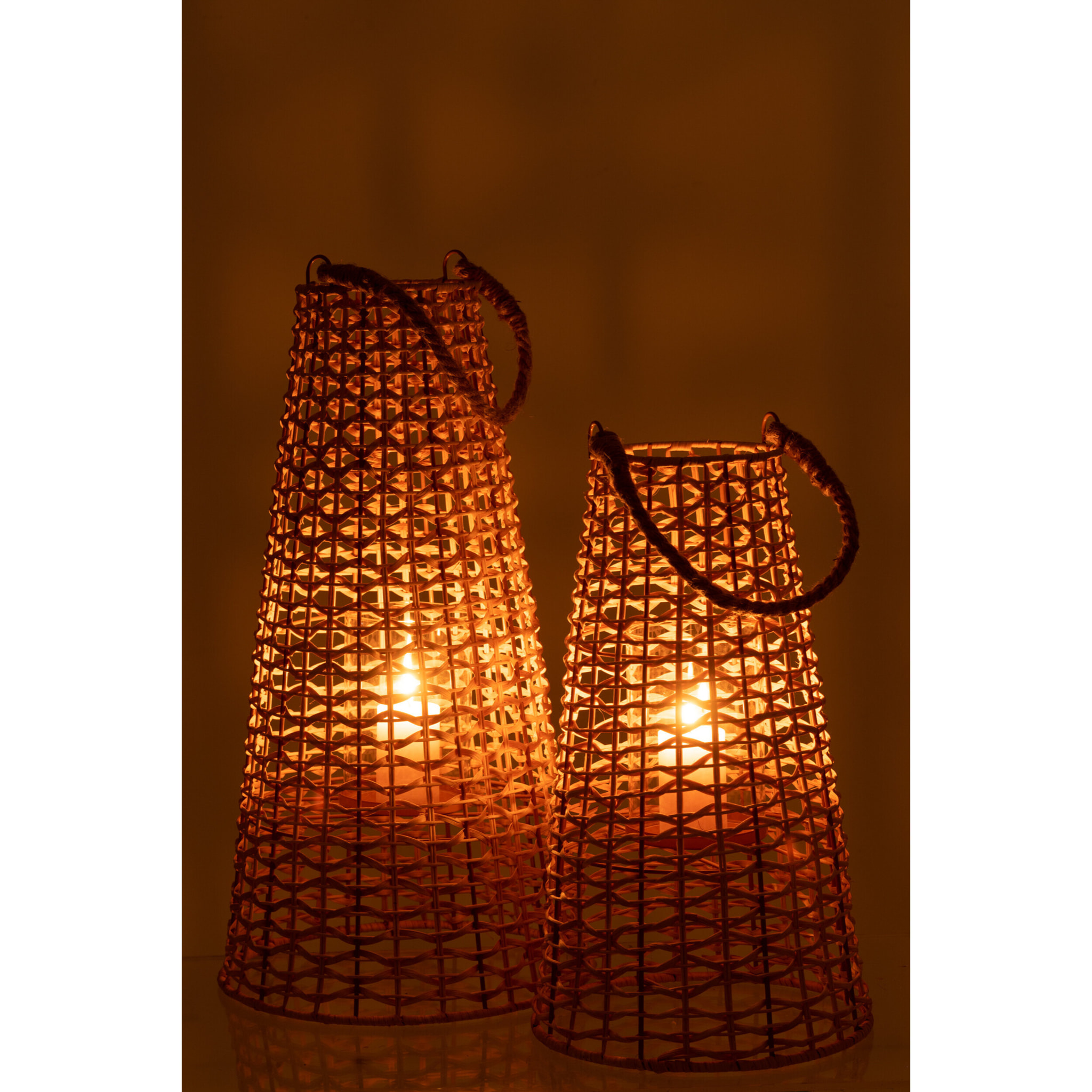 J-Line lanterne Anais - rotin - naturel - large