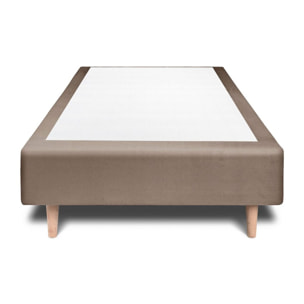 Lit avec tête de lit tapissée velours et sommier tapissier Ep20