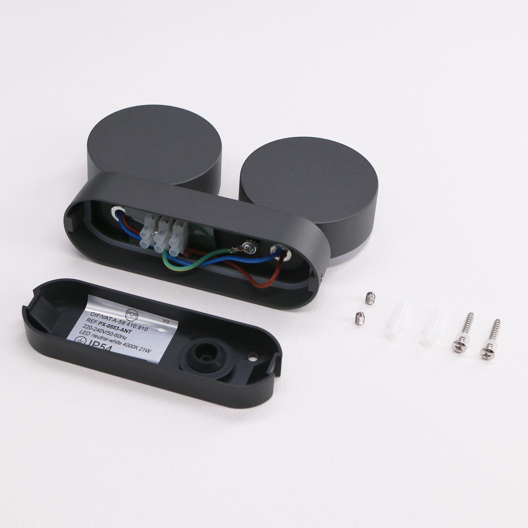 Forlight Aplique LED Pale 21W IP54 Blanco Neutro 4000K, Regulable ON-OFF, Acabado Gris Urbano