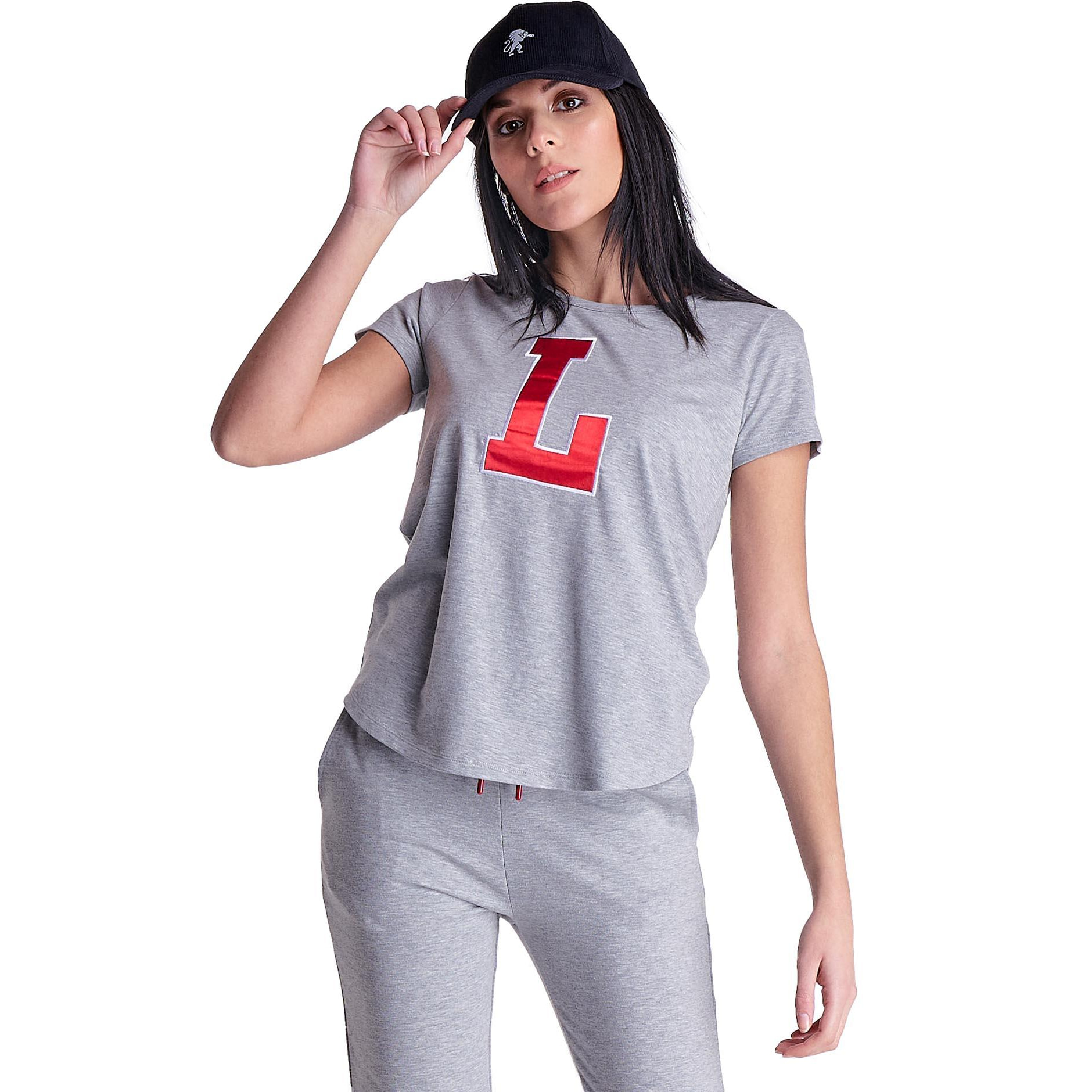 Camiseta de manga corta universitaria 'L' para mujer