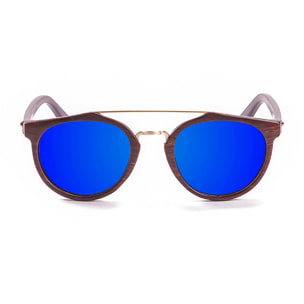 Gafas de sol PALO ALTO RICHMOND WOOD - Marrón oscuro / Revo azul y patilla marrón bambú